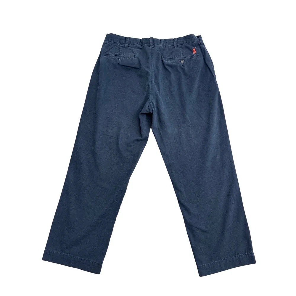 Polo Ralph Lauren Preston Pant Mens 34 Navy Blue Cotton Chino Straight Leg Pants